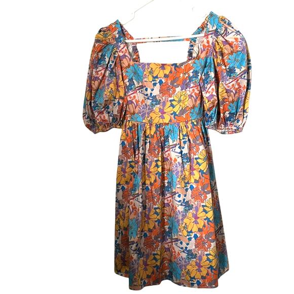 $290 Snow Xue Gao Designer Floral Printed Orange Babydoll Dress NEW Size 6 - Picture 2 of 15